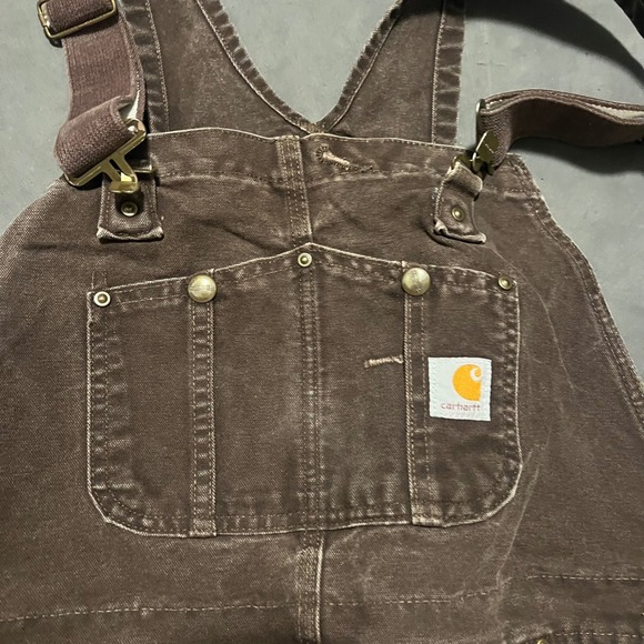 Carhartt Overalls Brown Bib Duck Double Knee R06 DKB Size 38X30 Actual Inseam 29 - Picture 8 of 8